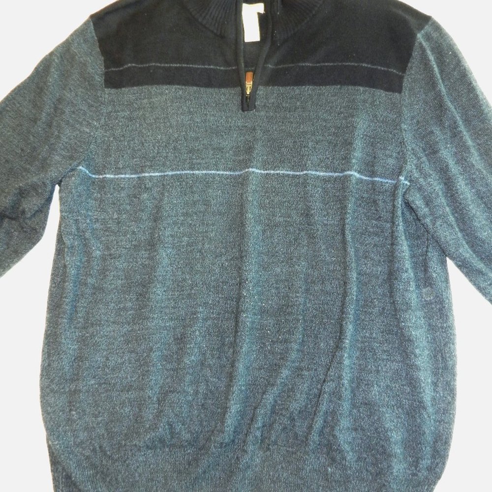 Men's Sweater, XL, by Docker, Black & Grey, Long Sleeves, Zipper top,, Very good